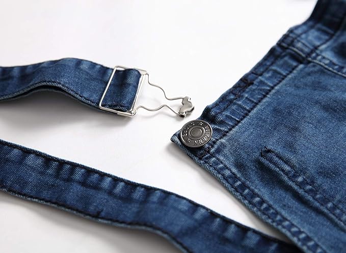 LONGBIDA Men's Denim Bib Overalls Fashion Slim Fit Jumpsuit with Pockets