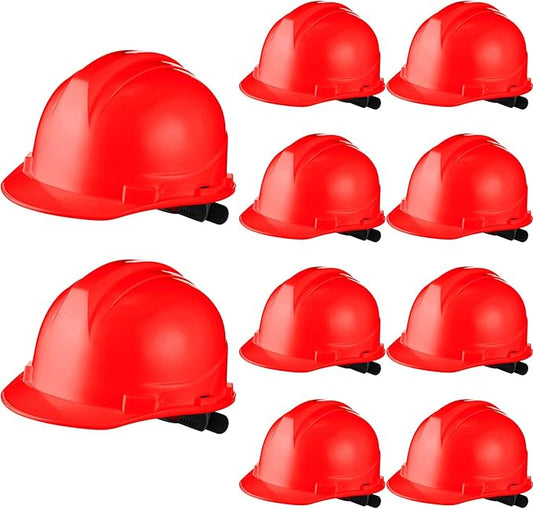 Leumoi 10 Pcs Suspension Hard Hat, Construction Hard Hat for Safety, Ratchet Cap Style with Self Adjusting Crown Straps for Man Woman