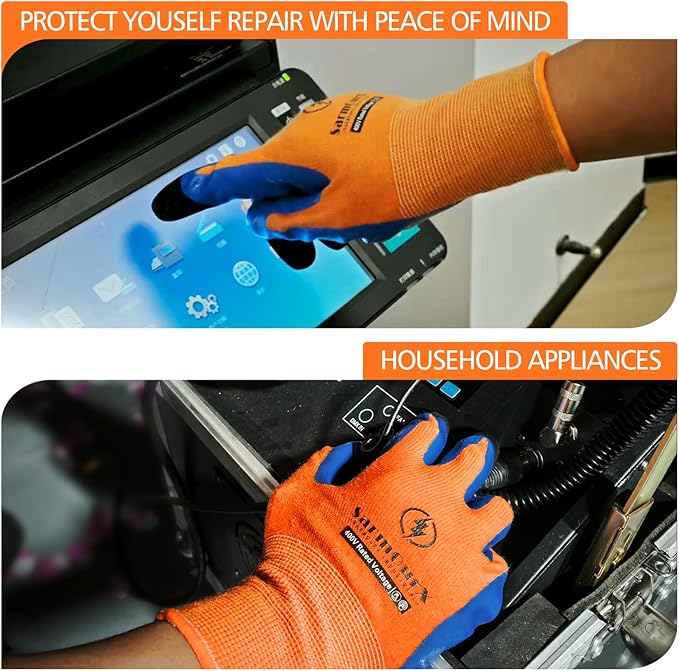 Electrician Gloves 400V Insulated Safety Gloves for Electrical Work Flame Retardant Non-slip Rubber Design Prevent Electric