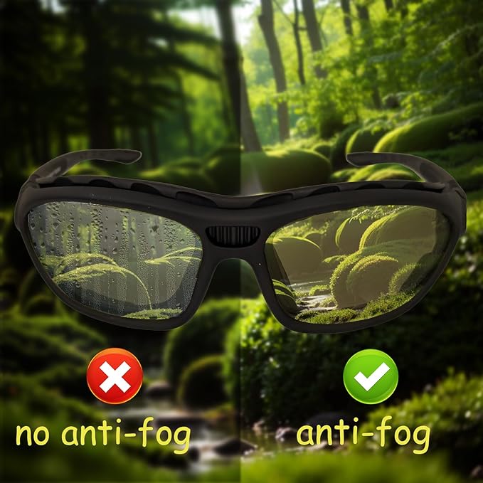 Powersports Glasses Safety Motorcycle Goggle, Anti-fog, Wrap around, Windproof, Hunting, Riding, Mowing,Men and Women