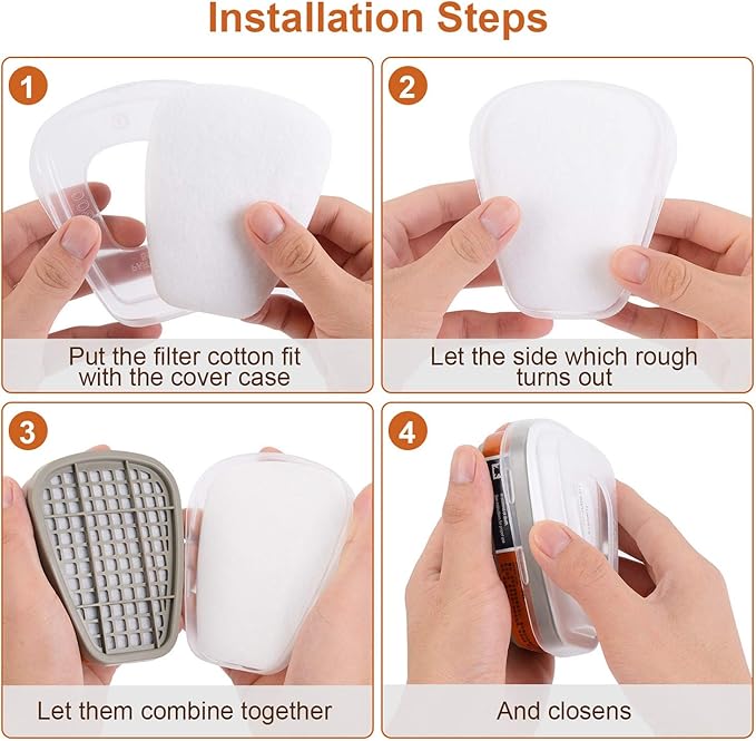 for Respirator, Dust Proof, Organic Vapor, Pollen and Chemical Cartridges, Compatible with 6200, 6800, 7502, FF402 Respirator (2 Pack), 2 Individual Filter Cartridges