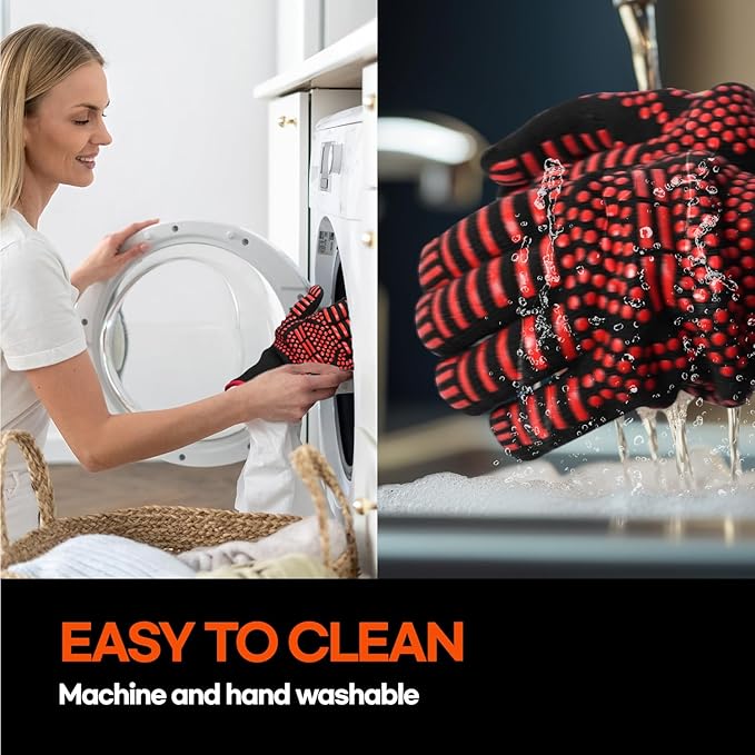 HubiCare Grill Gloves Heat Resistant Fire Resistant Oven Gloves, 1472°F/800°C Heat Resistant Oven Gloves