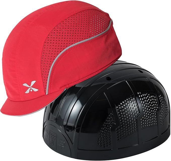 TIHEEN Unisex Safety Bump Cap, Baseball Hat Style with Reflective Stripes Lightweight and Breathable Hard Hat Head Protection Cap