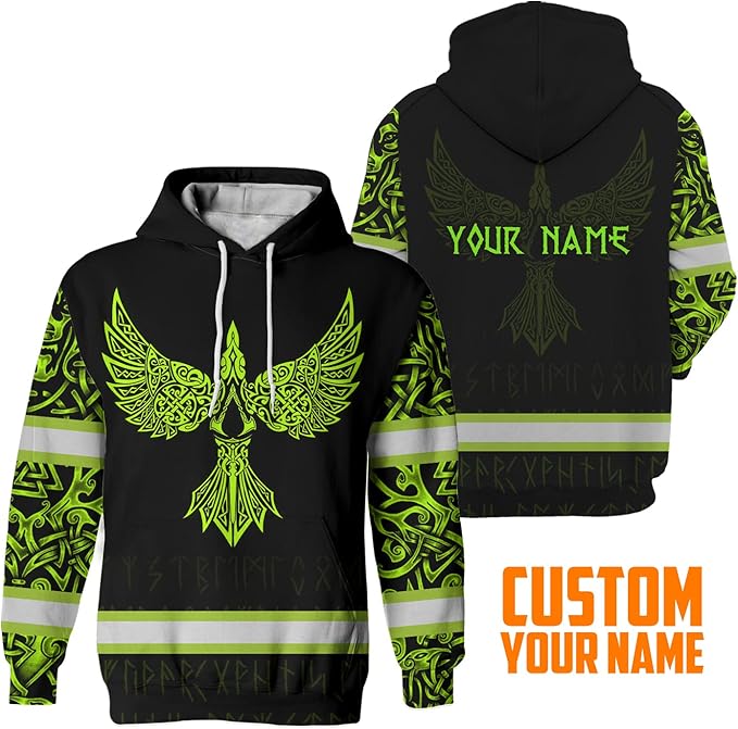 Matedecor Skull High Visibility Shirt Men Reflective Safety Shirts US Flag Custom Name Workwear, Runners, Walkers, Patriotic