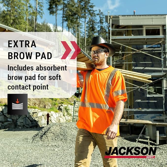 Jackson Safety Cowboy Hard Hat - Non-Vented, Full Brim, 4-Point Ratchet Suspension Safety Helmet for Men & Women - ANSI Z89.1 Class E & OSHA Compliant - Made in USA