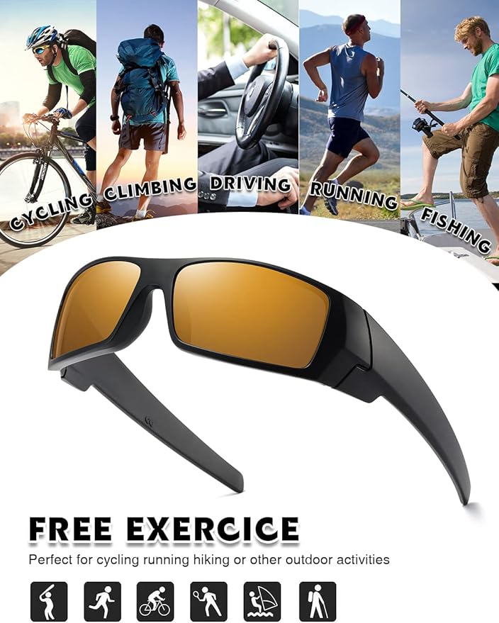 Polarized Sunglasses Men Womens Trendy Retro Sports Rectangular Wrap Around Vintage Shot Shield