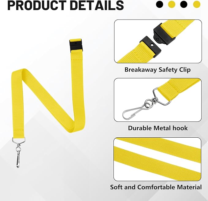 24-Pack Breakaway Lanyards, Polyester Neck Straps for ID Cards, Keys, Office, School & Events