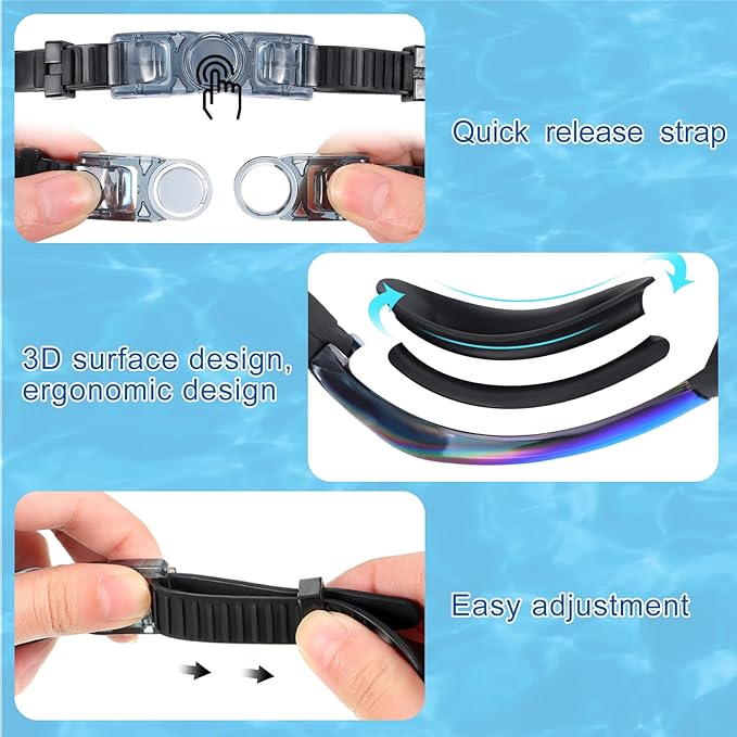Yexiya 9 Pack Swim Goggles for Adult Anti Fog Swimming Glasses No Leaking UV Protection Pool party Goggles with Waterproof Earplug and Nose Clips for Men Women