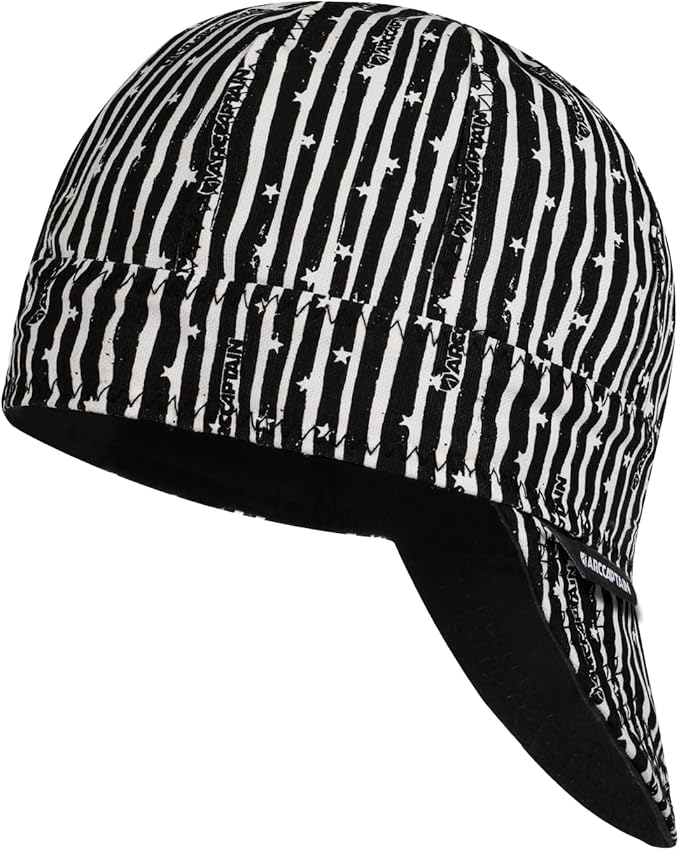 ARCCAPTAIN Reversible Welding Cap, 8 Panel Protective Welders Cap, 10 oz Fireproof Cotton Comforts for Safety and Protection While Welding to Men Women, Line, 7