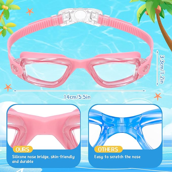 Flutesan 6 Pack Swimming Goggles Adult Kids Anti Fog Pool Goggles with Ear Plugs Nose Clip No Leaking Full Protection