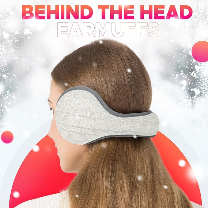 Venswell Knit Ear Muffs for Winter Women Men Soft Earmuffs Cold Weather Fleece Ear Warmers Cover Foldable & Adjustable