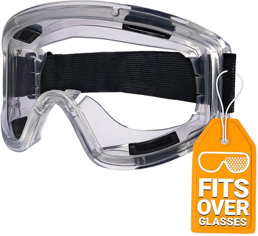 Anti-Fog Safety Goggles | Impact & Splash Resistant Anti-Scratch Clear Lenses | Fits Over Glasses |ANSI Z87.1 & EN166
