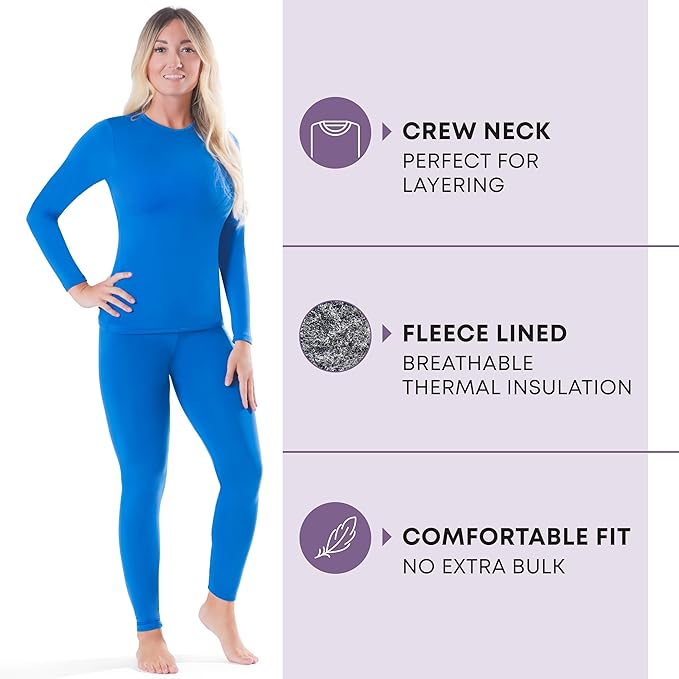 Rocky Thermal Underwear for Women, Long Johns Fleece Lined Set, Shirt & Pants, Base Layer w/Leggings/Bottoms Ski/Extreme Cold