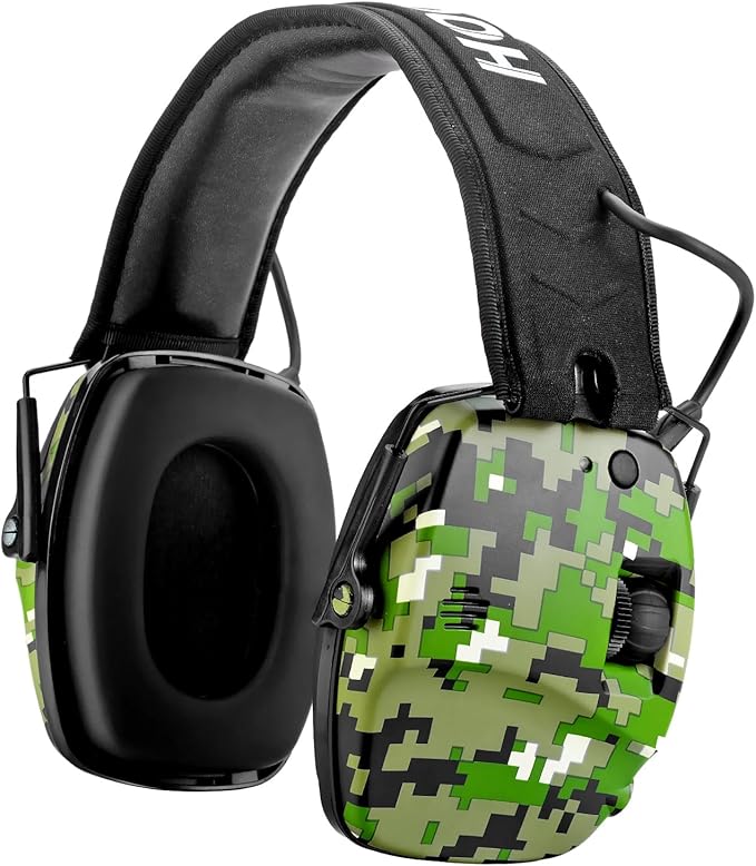 Upgrade Bluetooth 5.4 Shooting Ear Protection with Sound Amplify Electronic Digital Safety Ear Muffs Slim Hearing Protector for Shooting Hunting Gun Range - Digital Camo