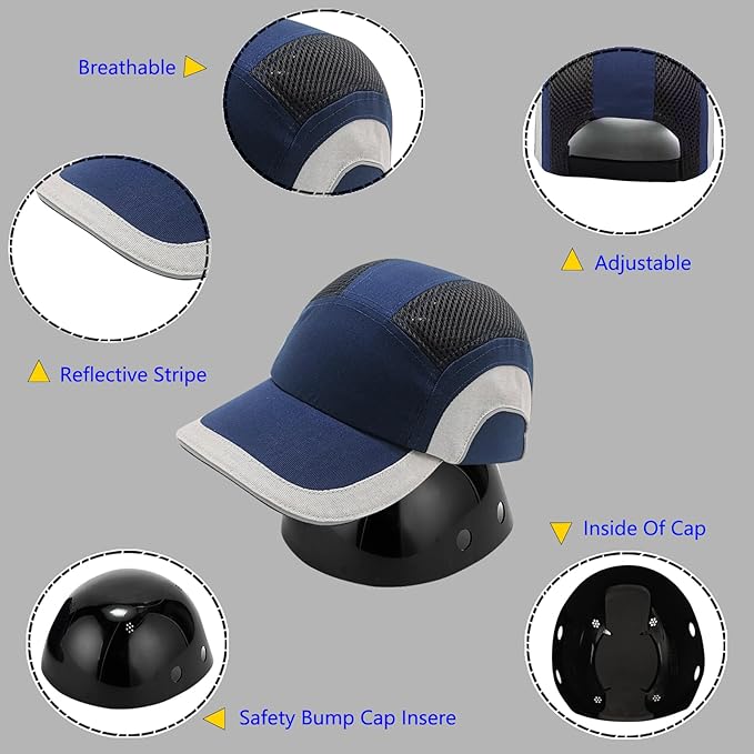 Lightweight Hard Hat Safety Bump Cap Safety Hard Hat Head Protection Cap Breathable Baseball Hat Style Comfortable Head Protection Hat for Work
