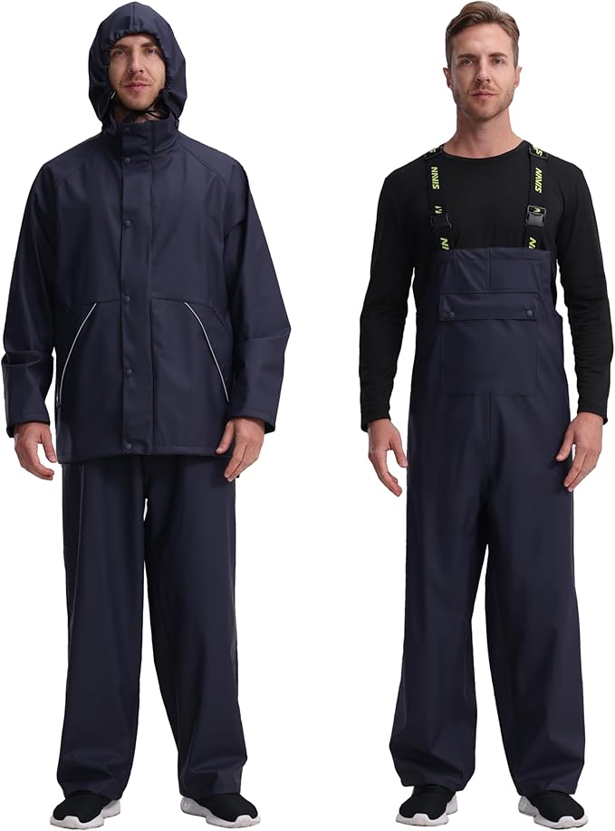 Rain Suit for Men Heavy Duty Workwear Waterproof Jacket with Pants 3 Pieces