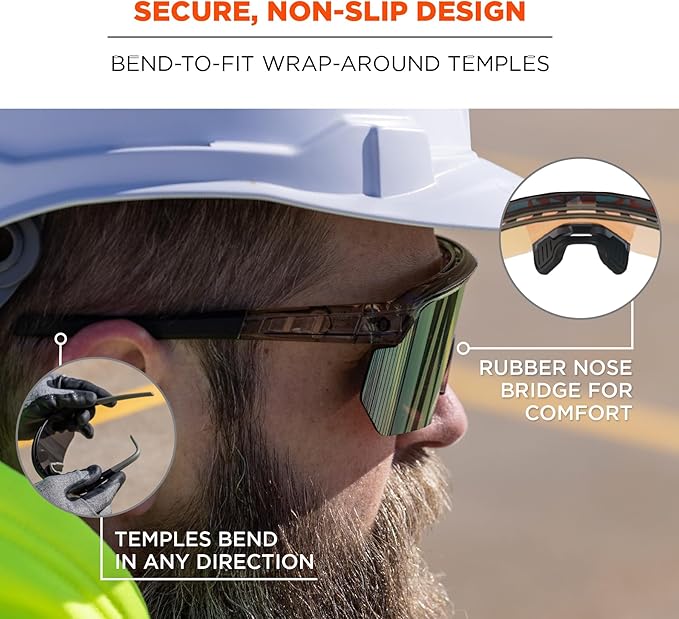 Ergodyne Skullerz AEGIR Polarized Safety Sunglasses with Fog Off+, Anti Fog Safety Glasses, Anti Scratch Mirror Lens