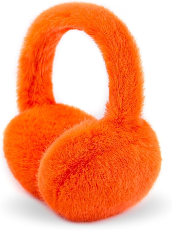 Winter Ear Muffs for Women Girls Faux Fur Cute White Earmuffs Fluffy Ear Warmers Foldable Ear Covers Outdoor