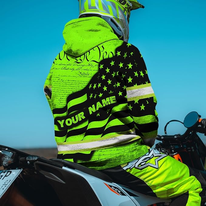 Maddly High Visibility US Flag Collection Safety Workwear Custom Name for Workers, Runners, Truckers, Patriotic