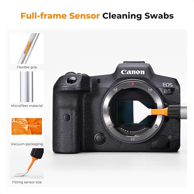 K&F Concept Lens Cleaning Pen for Full-Frame CMOS & CCD Sensors, Lens Cleaner Pen with 6* Full Frame Sensor Cleaning Rods for DSLR & Mirrorless Digital Cameras