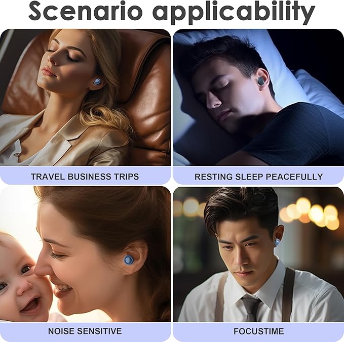 Sleeping Ear Plugs Noise Cancelling, Reusable Silicone Sleeping Earplugs, Noise Reducing for Travel, Focus, Hearing Protection, 32dB Noise Blocking Advanced