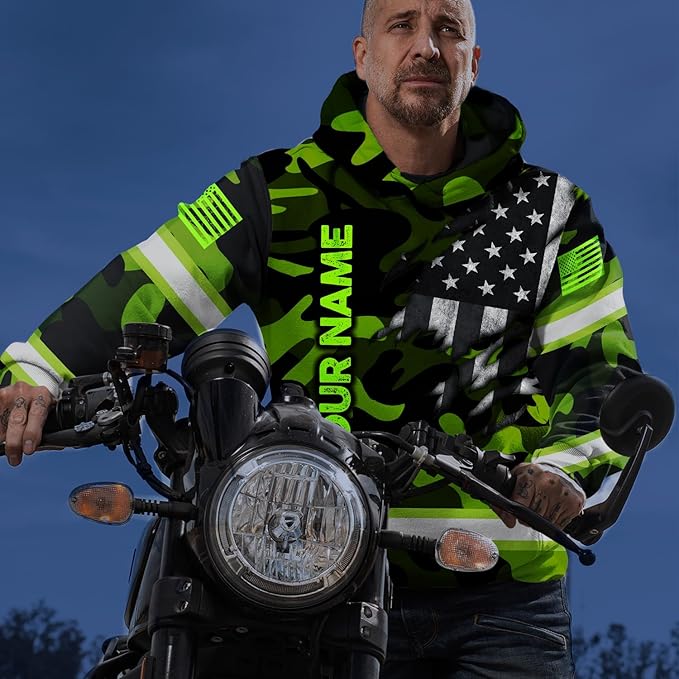 Maddly High Visibility US Flag Collection Safety Workwear Custom Name for Workers, Runners, Truckers, Patriotic