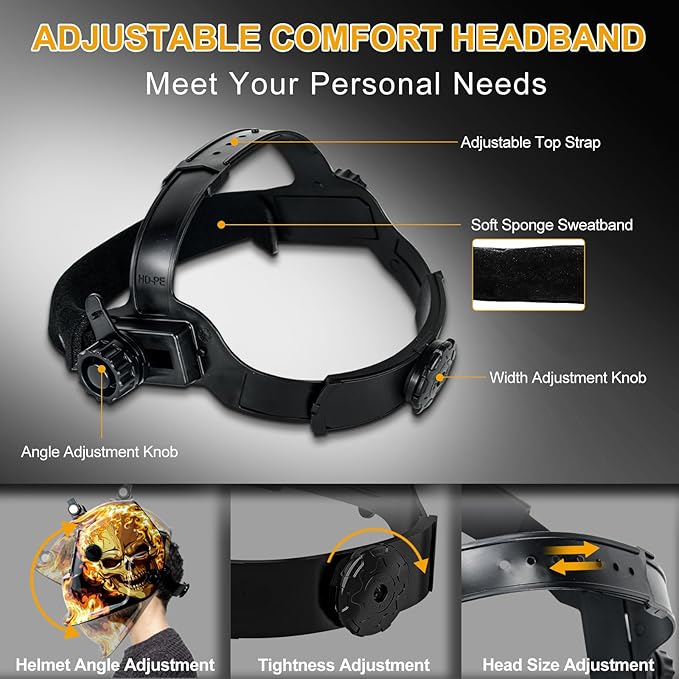 Welding Hood Auto Darkening Welding Helmet with Light True Color 1/1/1/2 Top Optical Clarity Wide Shade 9-13 Welding Mask with Grinding Weld Helmet (KTS-HD104)