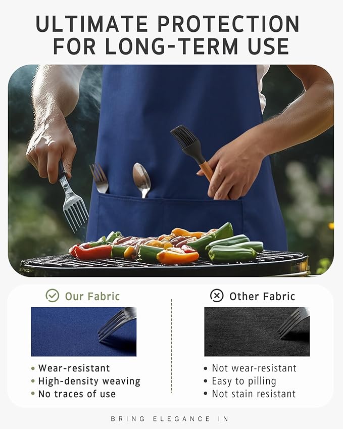 Syntus Chef Apron for Men Women Kitchen Cooking Apron with Pockets, Adjustable Bib Aprons Stain Resistant, 1 Pack