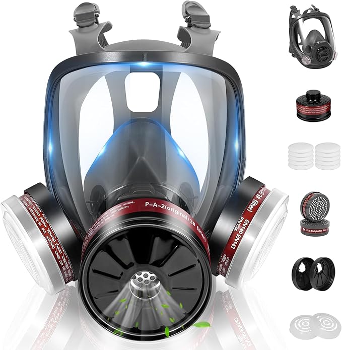 Gas Masks Survival Nuclear and Chemical, Full Face Gas Mask with Activated Carbon Filter