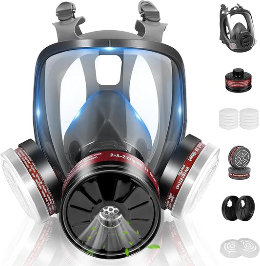 Gas Masks Survival Nuclear and Chemical, Full Face Gas Mask with Activated Carbon Filter
