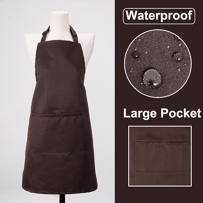 Kitchen Bib Apron for Women Men with Pockets Chef Art Aprons for Cooking Painting Pottery Ceramics