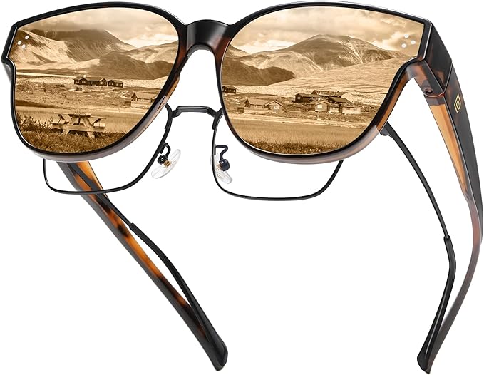 DUCO Fit Over Sunglasses for Men Women Wear Over Glasses Retro Wrap Around Polarized Sun Glasses UV400 Protection DC8981