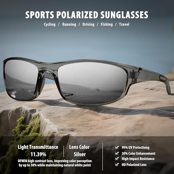 Sports Polarized Sunglasses for Men Women Wrap Around Sun Glasses Fishing Cycling Driving Running UV Protection