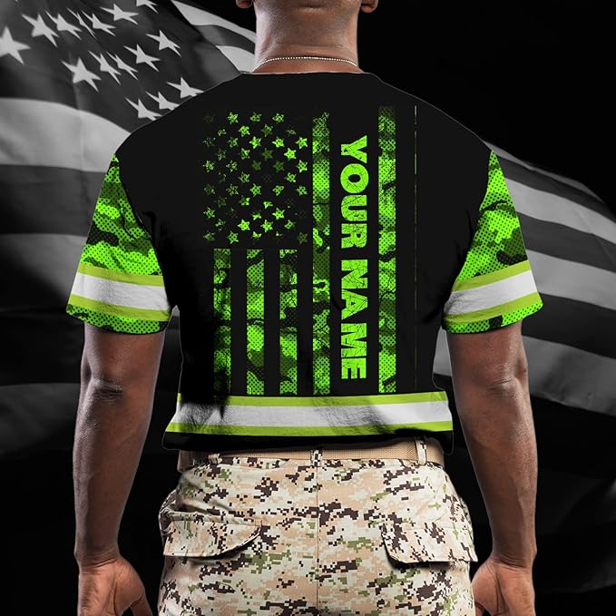 Maddly High Visibility US Flag Collection Safety Workwear Custom Name for Workers, Runners, Truckers, Patriotic