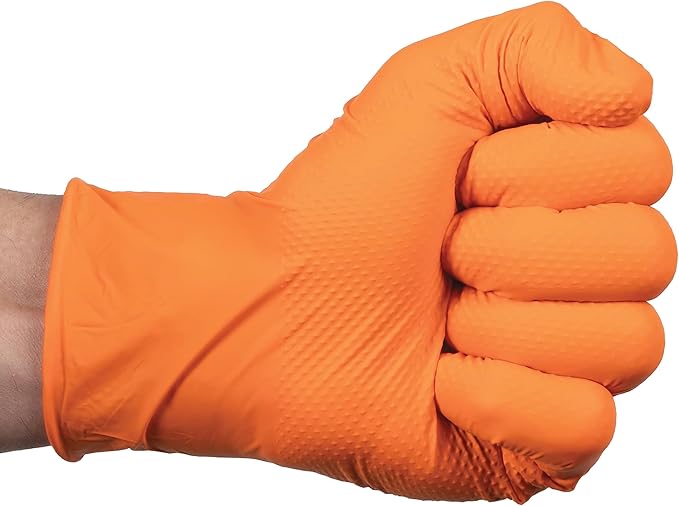 ForPro Heavy Duty Disposable Nitrile Gloves, Orange