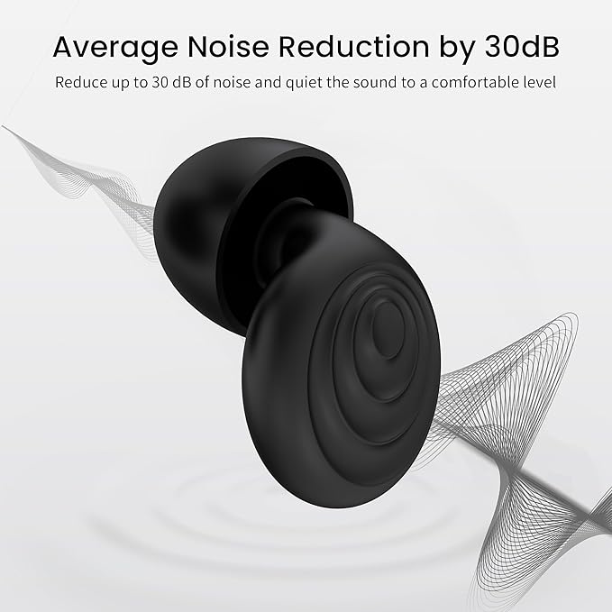 Ear Plugs for Sleeping Noise Reduction, Reuseable High Fidelity Earplugs, Motorcycle Ear Plugs Wind Noise Concerts, Focus, Travel, Work, High Fidelity – 8 Eartips – Flexible Soft-Touch Black