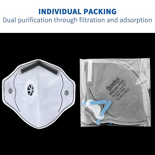 P95 Particulate Respirator, 10 Pack, Carbon Layer For Odor Reduction, Features Exhalation Valve, NIOSH-APPROVED, Advanced Filter Media For Easy Breathing, Comfortable