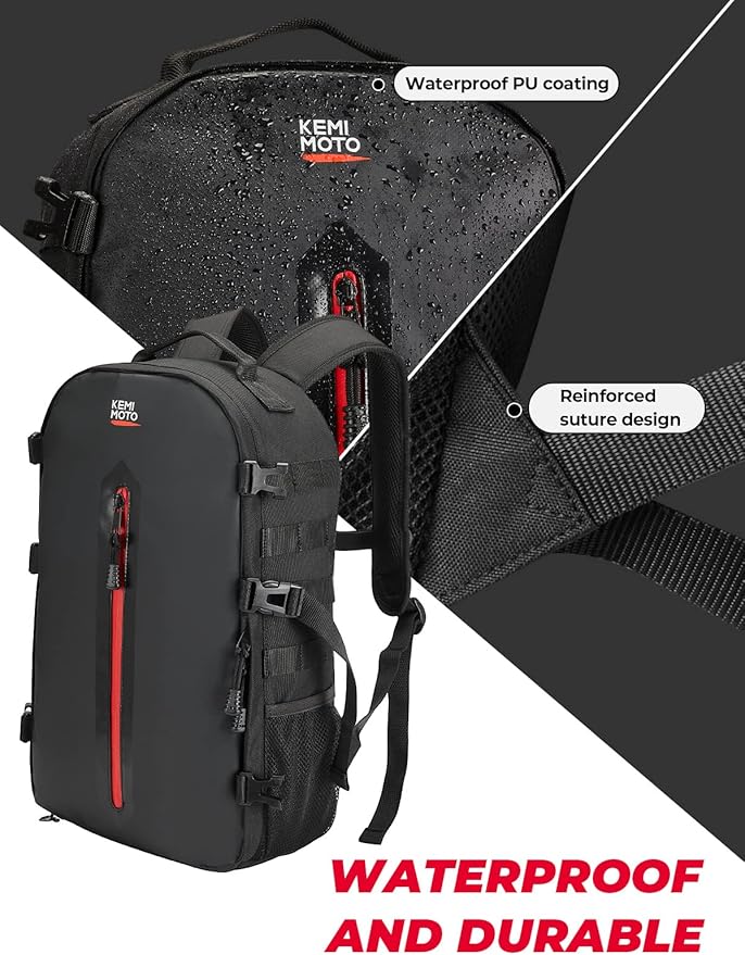 KEMIMOTO Motorcycle Helmet Backpack, 20L Bag With Hidden Net, Large Capacity Holder