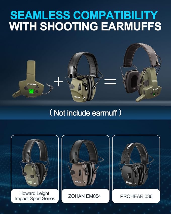 ZOHAN EM054 Electronic Shooting Ear Protection with Sound Amplification, Slim Active Noise Reduction Earmuffs for Gun Range