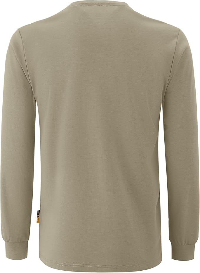 WORKWEYA Men's FR Shirts 6.5oz Lightweight Long Sleeve Flame Resistant T-Shirt NFPA 2112/CAT2