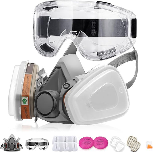 RANKSING Respirator Mask with Filters and Safety Glasses to Against Dust Gases while Painting Spraying