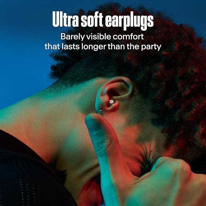 Alpine PartyPlug Pro Concert Ear Plugs, High Fidelity Professional Earplugs, 21dB Noise Reduction, Premium Hearing Protection for Music Festivals, Raves & Live Events, Incl. 3 Tip Sizes, Transparent