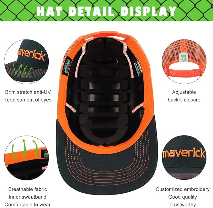 GREEN DEVIL Maverick-Air Safety Bump Cap Baseball Cap Style Head Protection Hard Hat for Men Women Lightweight Breathable