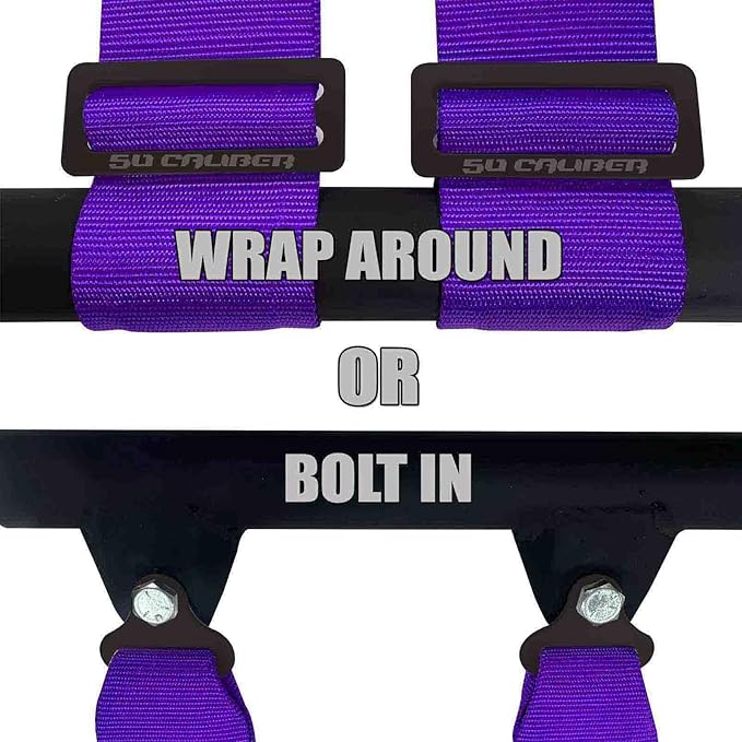 Purple 4 Point Harness for Bucket Seat, Push Button Release, 10 Color Options, Racing Harness, Race Car, Off Road Vehicle, UTV, RZR (1 Unit) [6036]