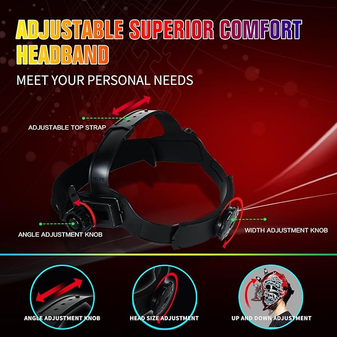 Welding Helmet with Light True Color Auto Darkening Welding Helmets for Men Solar Powered Welding Hood with 2 Arc Sensor Wide Shade 4/9-13 for TIG MIG ARC Cool Welder Mask (TRQ-HD12)