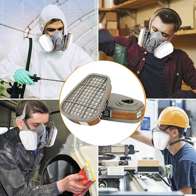 6001 Filter Cartridges for Respirator, Dust-Proof, Organic Vapor, Pollen and Chemical Cartridges, Compatible with 6200, 6800, 7502, FF402 Respirator 30PCS(15Pack) Brown