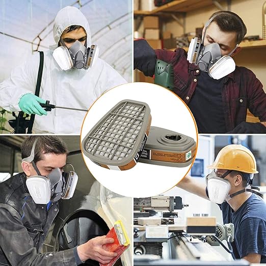 6001 Activated Carbon Filter Cartridges Replacement for Gas Respirator, Filter Cartridges Suitable for 6100/6200/7501/7502/6502/6800 30PCS(15Pack)