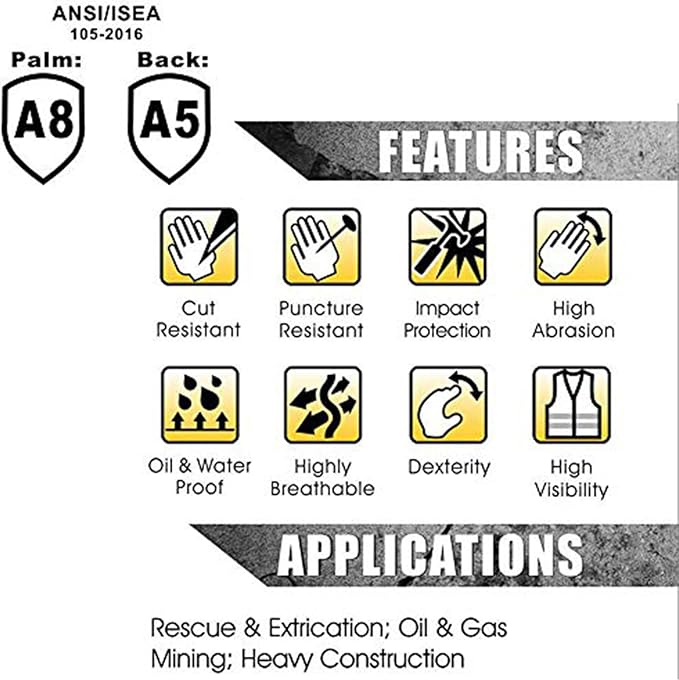 Heavy-duty Rescue Extrication Glove EN388:2016 Certification, Super Dexterity and Ultra Durability
