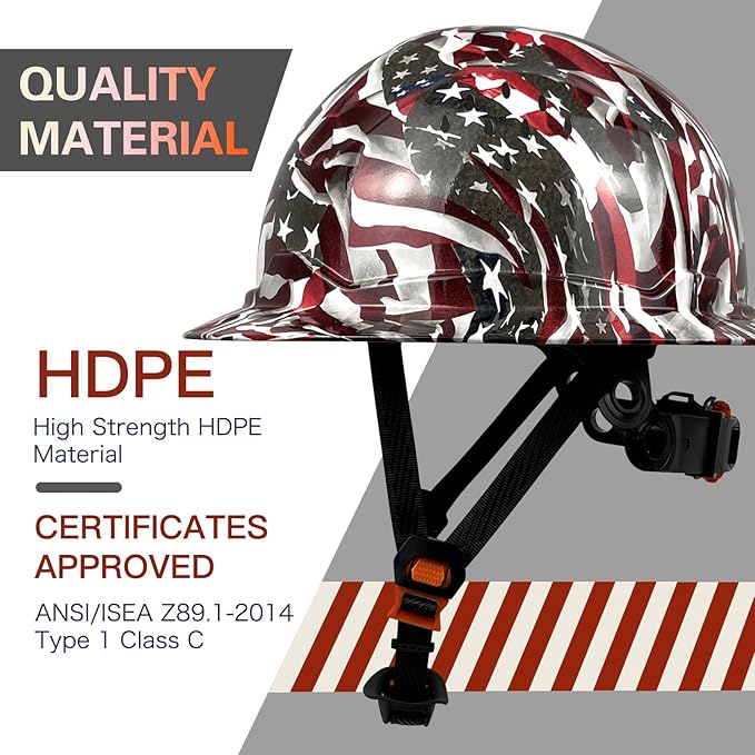 SBD-G1C Construction Full Brim Safety Helmet HDPE Hard Hat Vented Hardhats Sunshade Carbon Fiber Pattern Industrial Work Certified ANSI/ISEA Z89.1