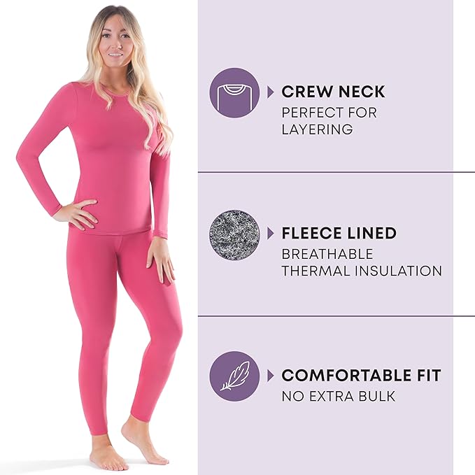 Rocky Thermal Underwear for Women, Long Johns Fleece Lined Set, Shirt & Pants, Base Layer w/Leggings/Bottoms Ski/Extreme Cold
